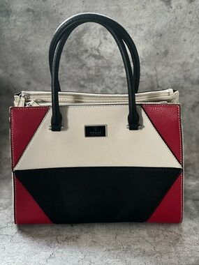 NWOT GUESS Colorblock Satchel in Red, Black & White